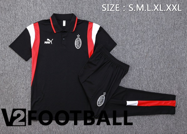 AC Milan Football Polo + Pants Black 2023/2024