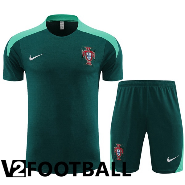 Portugal Training T Shirt + Shorts Green 2023/2024
