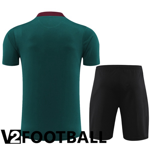 Paris PSG Training T Shirt + Shorts Green 2023/2024