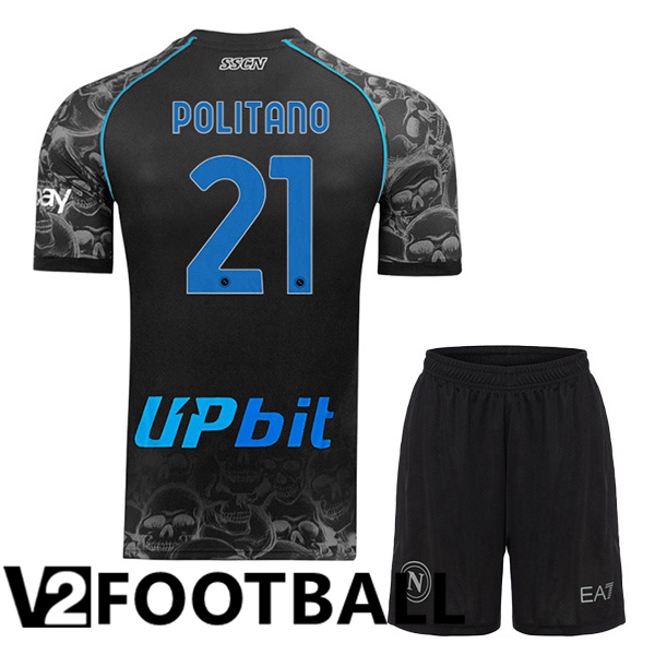 SSC Napoli (Matteo Politano 21) Kids Halloween Shirt Black 2023/2024
