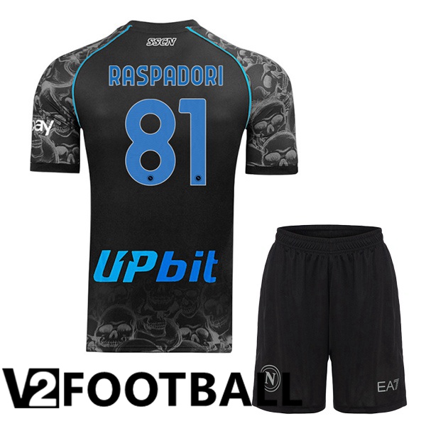 SSC Napoli (Giacomo Raspadori 81) Kids Halloween Shirt Black 2023/2024