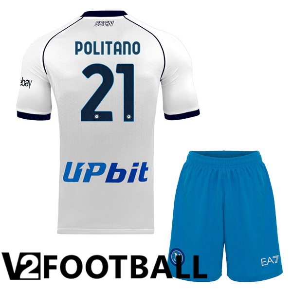 SSC Napoli (Matteo Politano 21) Kids Football Shirt Away White 2023/2024