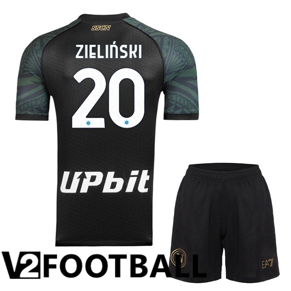 SSC Napoli (Piotr Zielinski 20) Kids Football Shirt Third Black 2023/2024