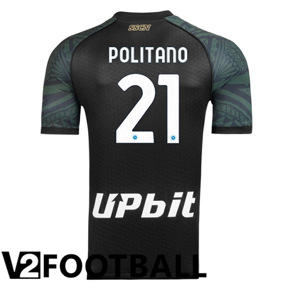 SSC Napoli (Matteo Politano 21) Football Shirt Third Black 2023/2024