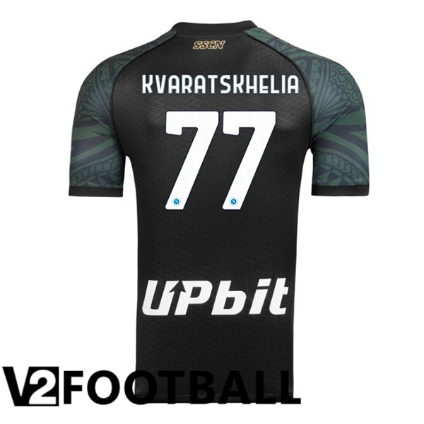 SSC Napoli (Khvicha Kvaratskhelia 77) Football Shirt Third Black 2023/2024