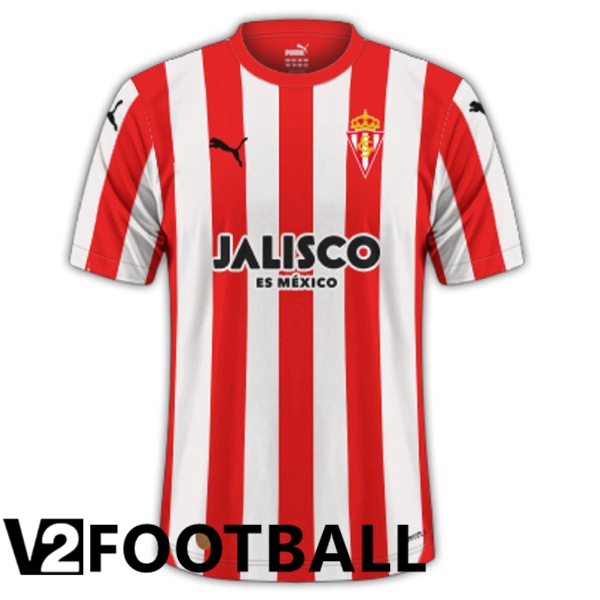 Sporting Gijon Soccer Shirt Home Red 2023/2024