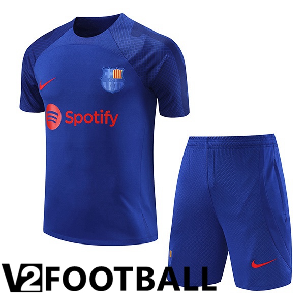 FC Barcelona Training T Shirt + Shorts Blue Royal 2023/2024