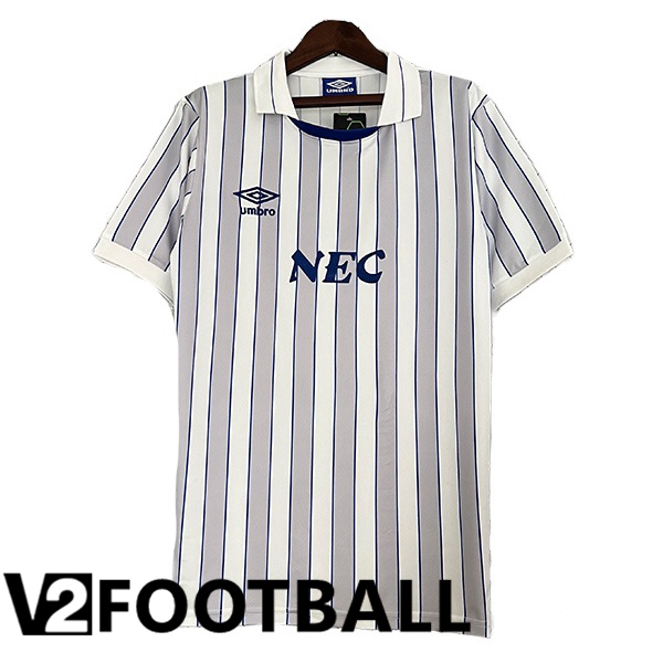 Everton Retro Soccer Shirt Away White Grey 1988-1990