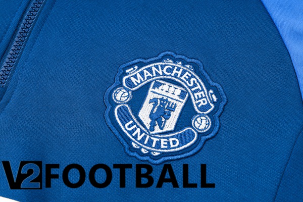 Manchester United Training Tracksuit Sweatshirt Hoodie Blue 2024/2025