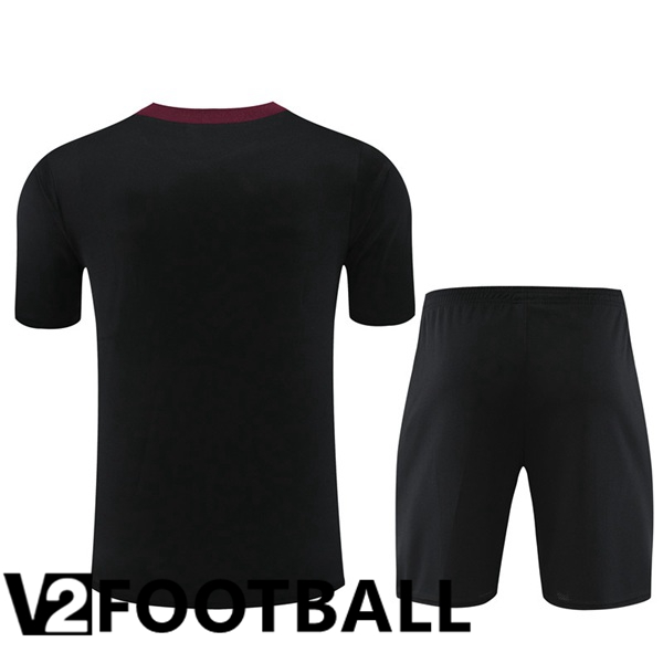 Paris PSG Training T Shirt + Shorts Black 2024/2025