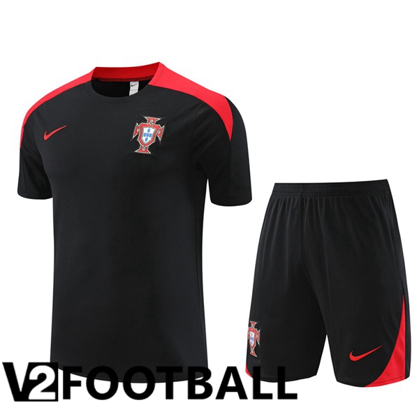 Portugal Training T Shirt + Shorts Black 2024/2025