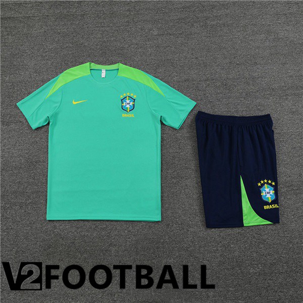 Brazil Training T Shirt + Shorts Green 2024/2025