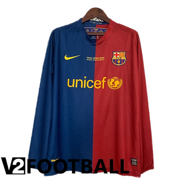 FC Barcelona Champions League Retro Shirt Home Long sleeve Red Blue 2008-2009