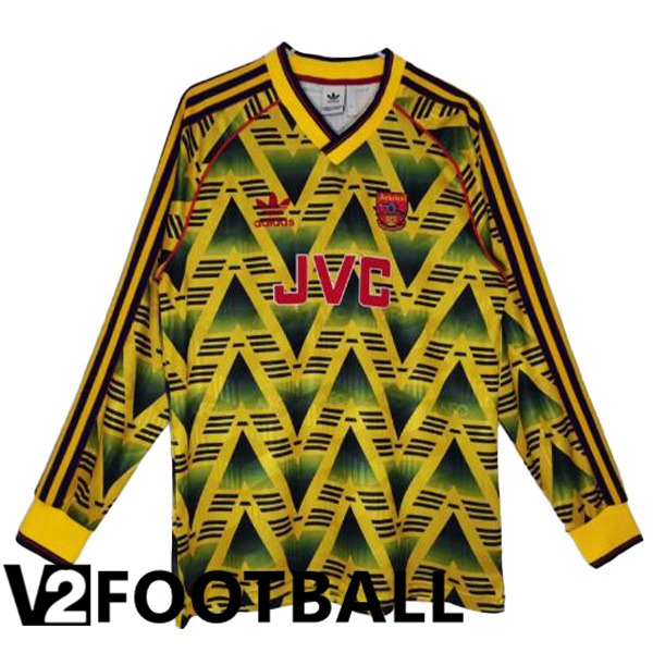 Arsenal Retro Football Shirt Away Long sleeve Yellow 1991-1993