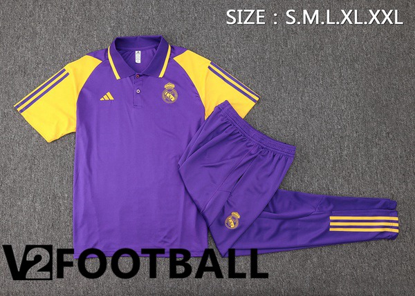 Real Madrid Soccer Polo + Pants Purple 2024/2025