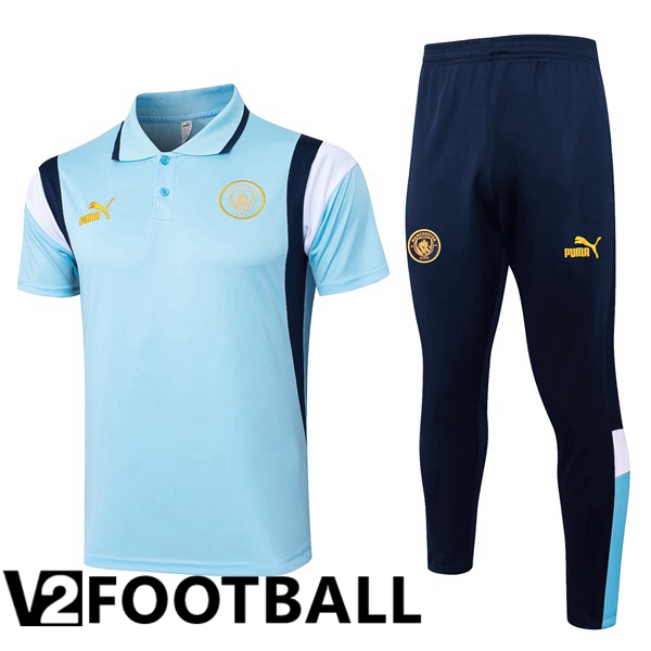 Manchester City Soccer Polo + Pants Blue 2024/2025