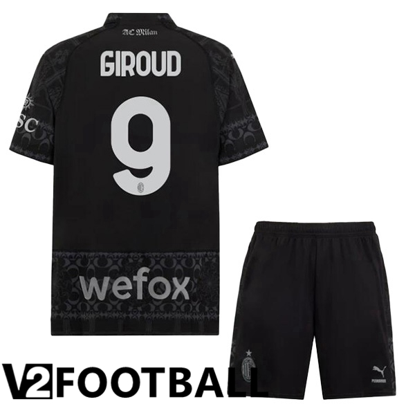 AC Milan (Giroud 9) Kids Soccer Shirt Fourth Black 2023/2024