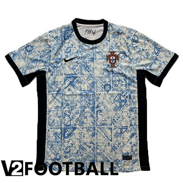 Portugal Soccer Shirt Away White Blue Version Fuite UEFA Euro 2024