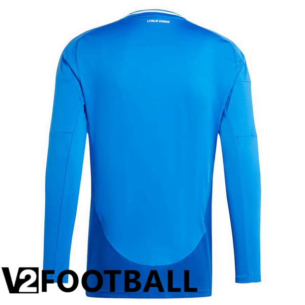 Italy Home Soccer Shirt Long sleeve Blue 2024/2025