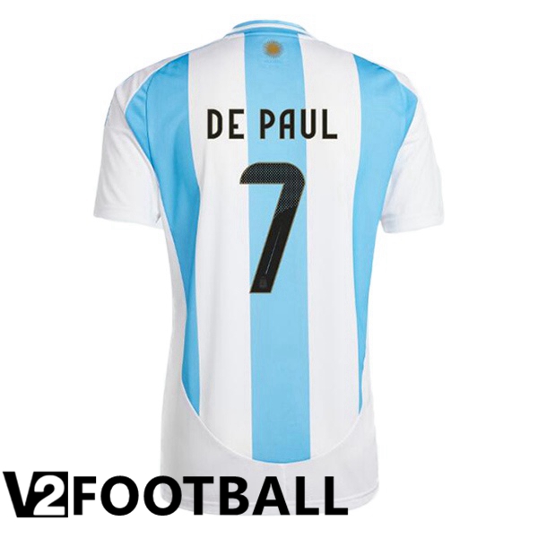 Argentina (DE PAUL 7) Home Soccer Shirt Blue White 2024/2025