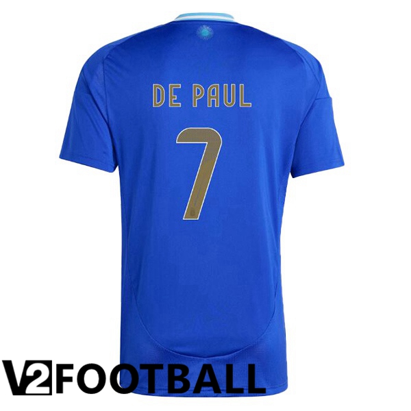 Argentina (DE PAUL 7) Away Soccer Shirt Blue 2024/2025