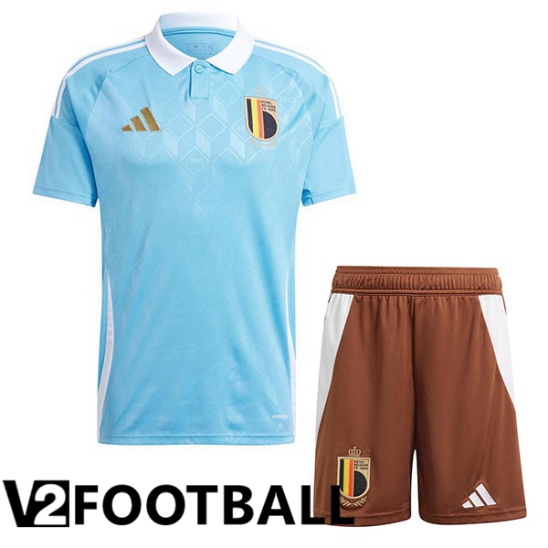 Belgium Kids Away Soccer Shirt Blue UEFA Euro 2024