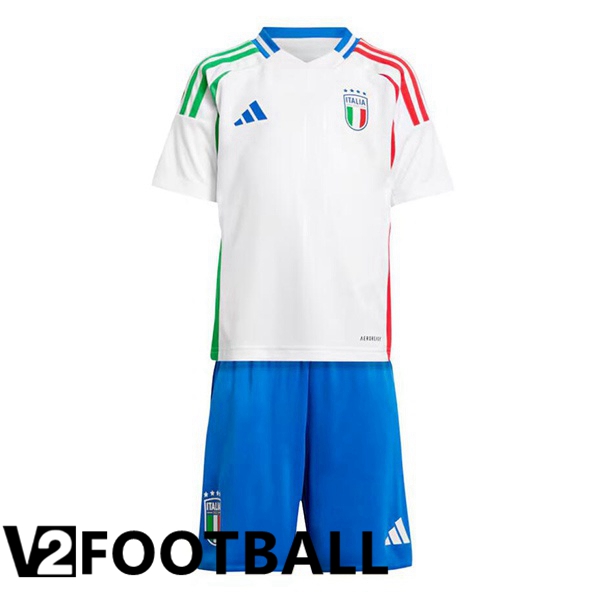 Italy Kids Away Soccer Shirt White UEFA Euro 2024