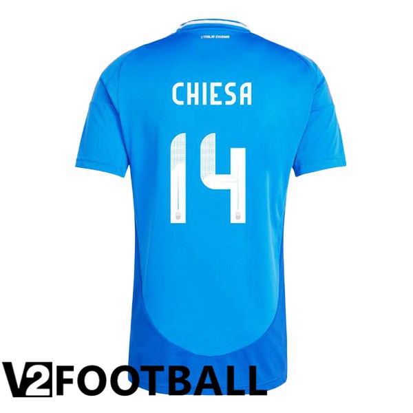 Italy (CHIESA 14) Home Soccer Shirt Blue UEFA Euro 2024
