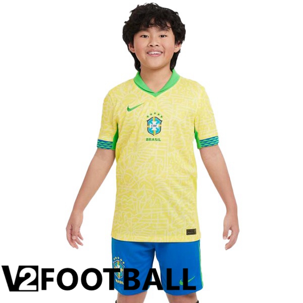 Brazil Kids Home Soccer Shirt Yellow 2024/2025
