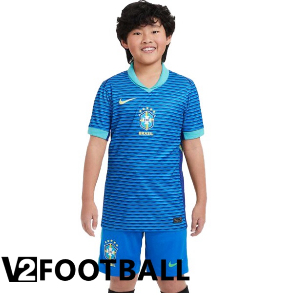 Brazil Kids Away Soccer Shirt Blue 2024/2025