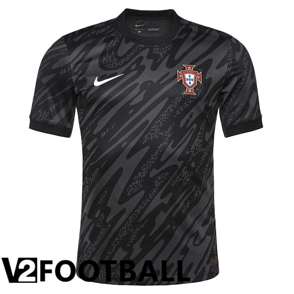 Portugal Goalkeeper Soccer Shirt Black 2024/2025