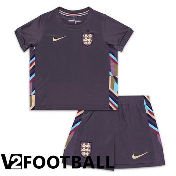 England Kids Away Soccer Shirt Purple UEFA Euro 2024