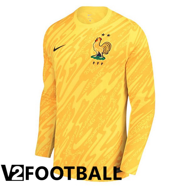 France Goalkeeper Soccer Shirt Long Sleeve Yellow UEFA Euro 2024