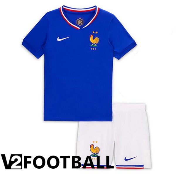 France Kids Home Soccer Shirt Blue UEFA Euro 2024