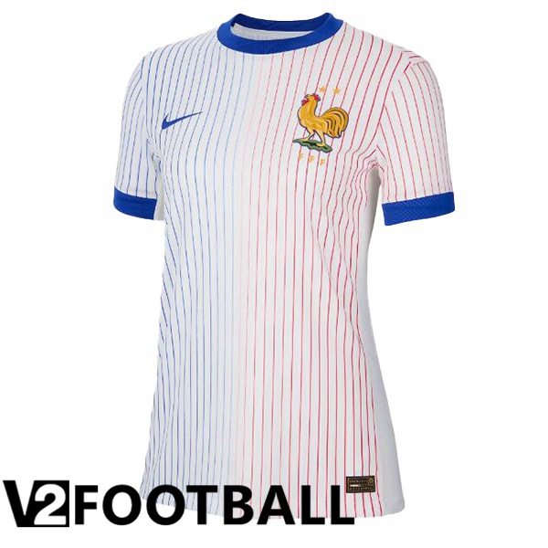 France Womens Away Soccer Shirt White UEFA Euro 2024