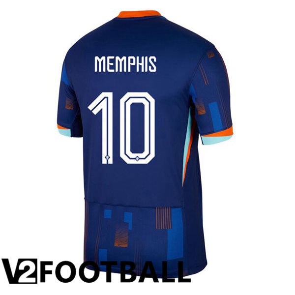 Netherlands (MEMPHIS 10) Away Soccer Shirt Royal Blue UEFA Euro 2024
