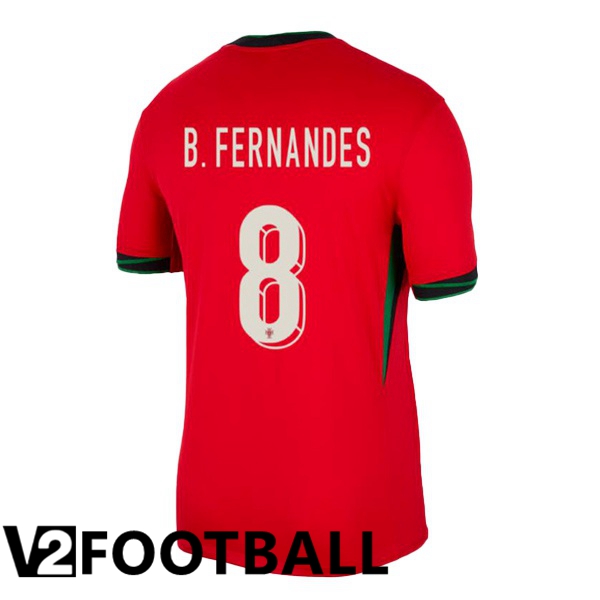 Portugal (B. FERNANDES 8) Home Soccer Shirt Red UEFA Euro 2024