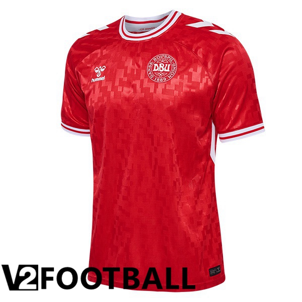 Denmark Home Soccer Shirt Red UEFA Euro 2024