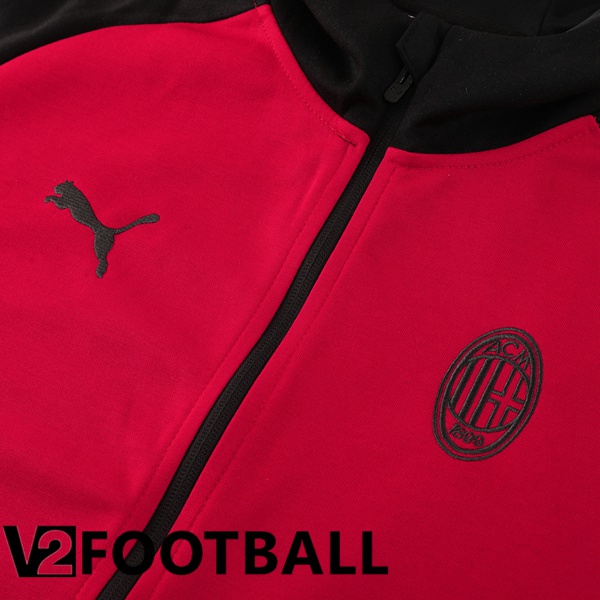 AC Milan Training Tracksuit - Training Sweatshirt Hoodie Red 2024/2025