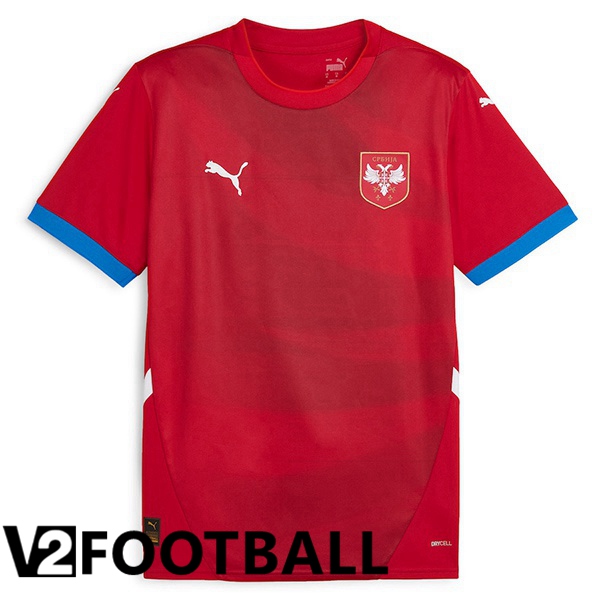 Serbia Home Soccer Shirt Red UEFA Euro 2024