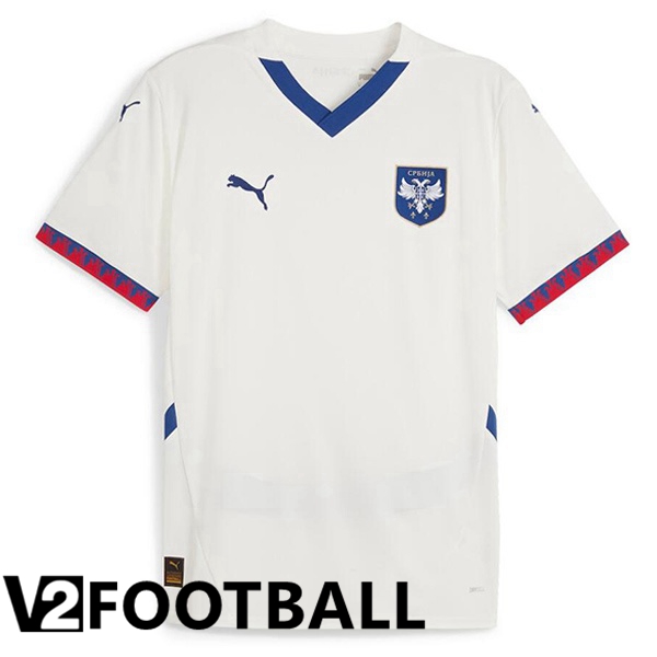 Serbia Away Soccer Shirt White UEFA Euro 2024