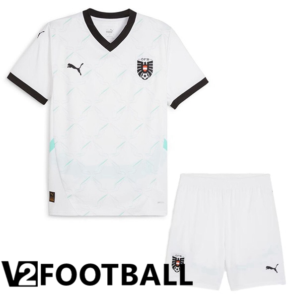 Austria Kids Away Soccer Shirt White UEFA Euro 2024