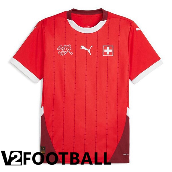 Swiss Home Soccer Shirt Red UEFA Euro 2024