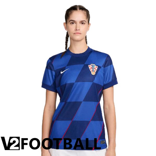 Croatia Womens Away Soccer Shirt Blue UEFA Euro 2024