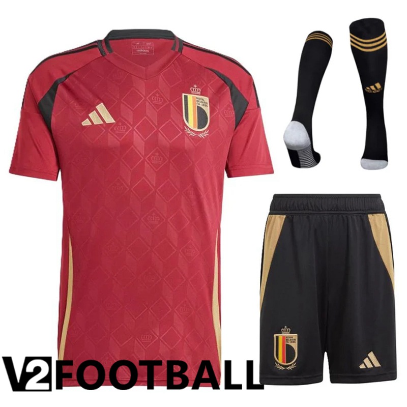 Belgium Home Soccer Shirt (Shorts + Socks) Kit UEFA Euro 2024