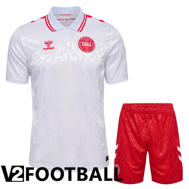Denmark Away Soccer Shirt + Shorts Kit UEFA Euro 2024