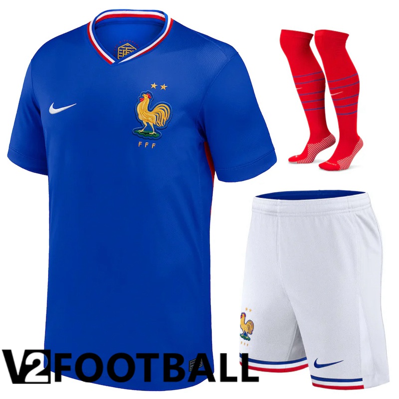 France Home Soccer Shirt (Shorts + Socks) Kit UEFA Euro 2024