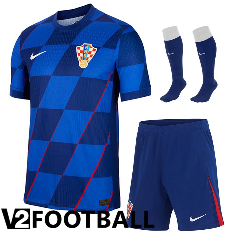 Croatia Away Soccer Shirt (Shorts + Socks) Kit UEFA Euro 2024