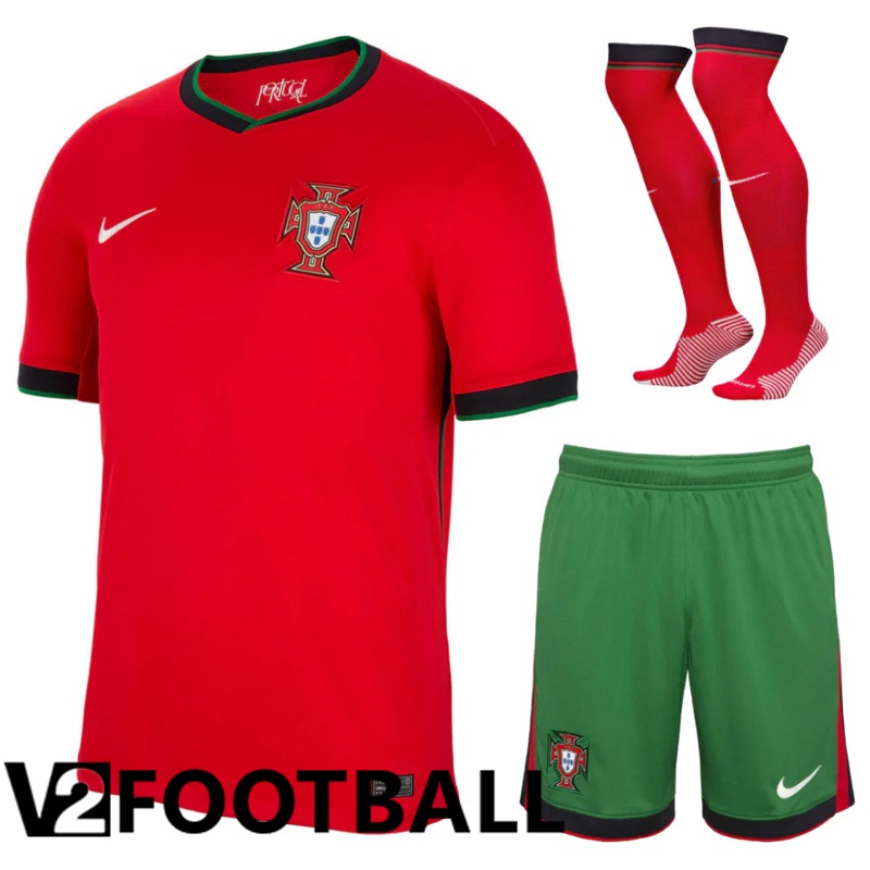 Portugal Home Soccer Shirt (Shorts + Socks) Kit UEFA Euro 2024