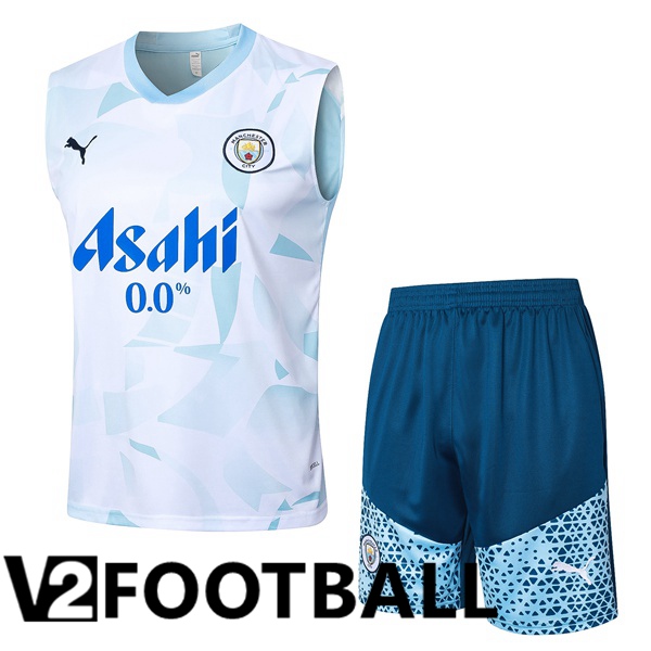 Manchester City Soccer Vest + Shorts Blue White 2024/2025